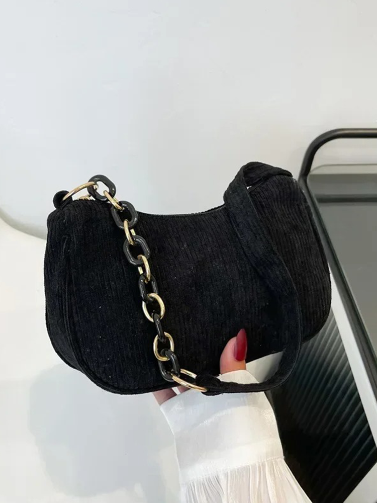 Violet Coduroy Shoulder bag | Handbag | Vintage Clutch Black-Elly Rose