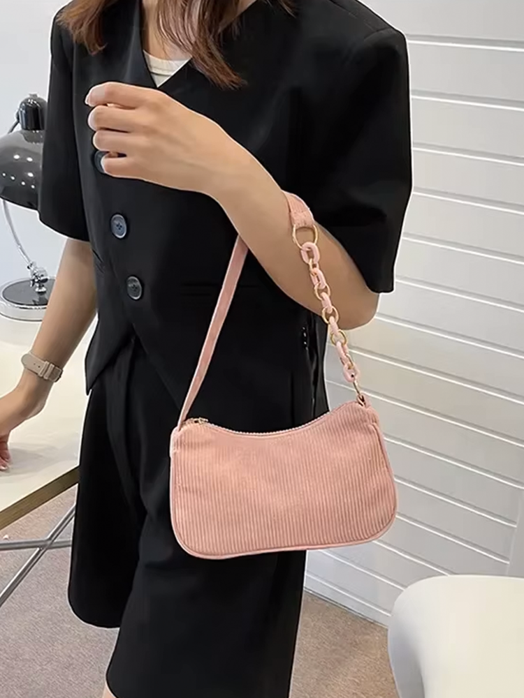 Violet Coduroy Shoulder bag | Handbag | Vintage Clutch Black-Elly Rose