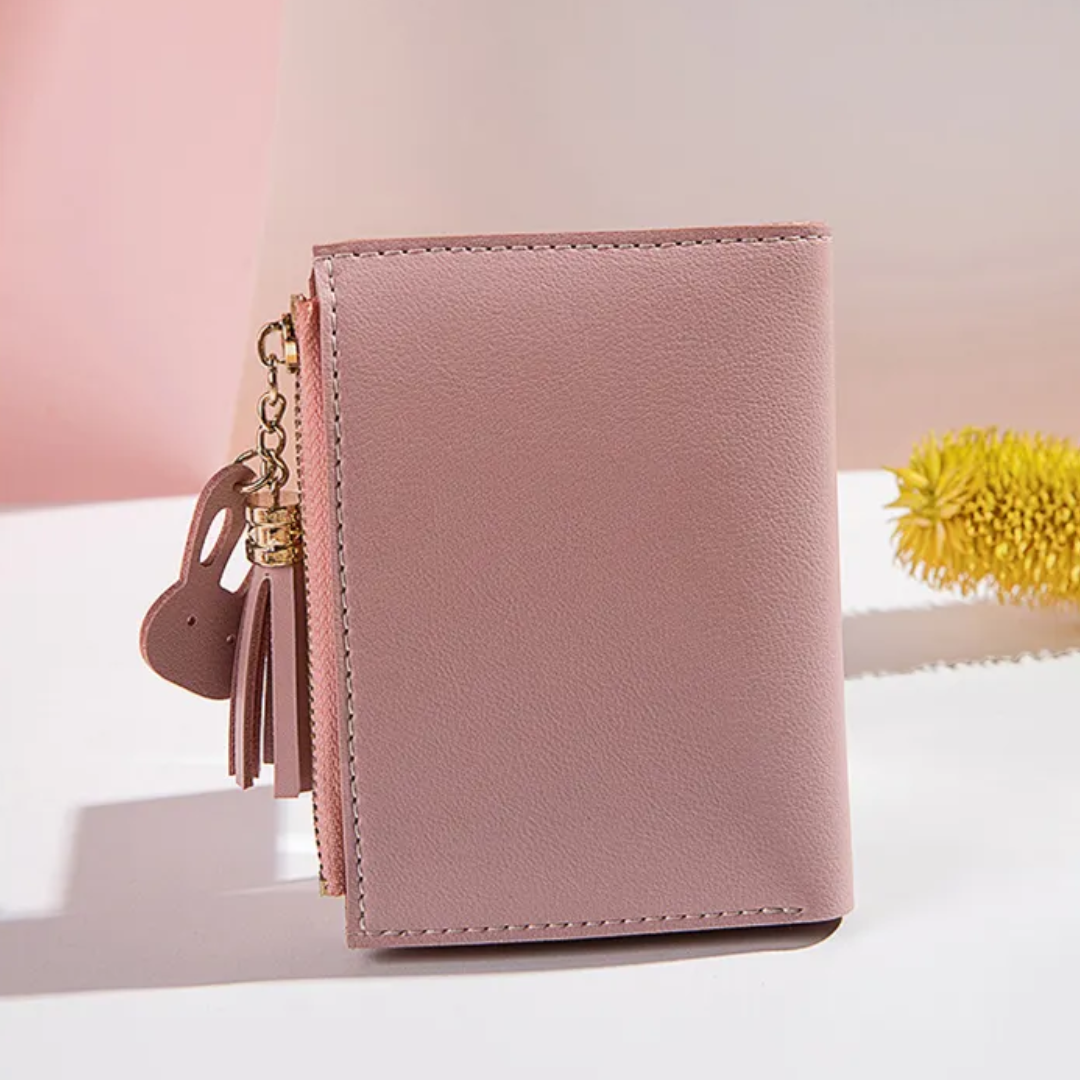 Small wallet with pompom zipper | Elegant and functional-Elly Rose