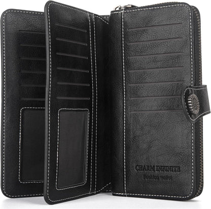 Leather wallet with strap | Large capacity-Elly Rose