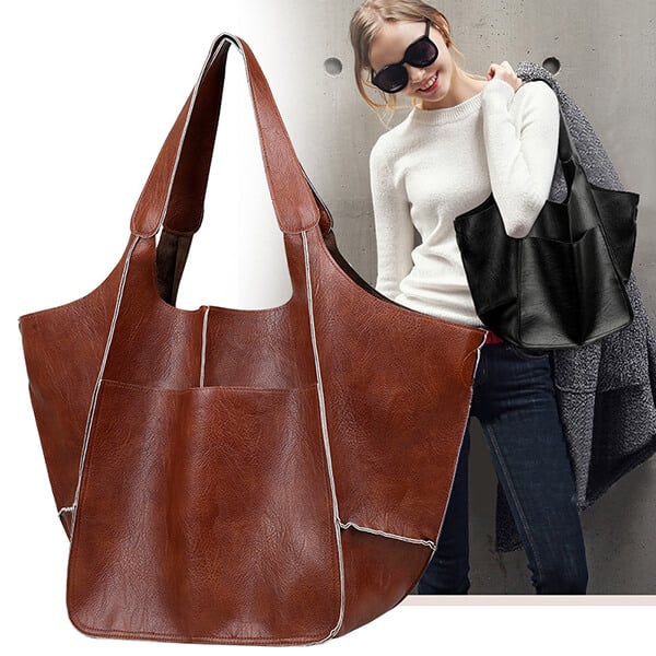 Xylia | New oversized handbag in handmade vegan leather.-Elly Rose