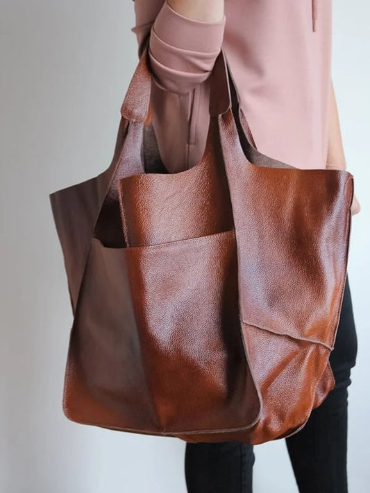 Xylia | New oversized handbag in handmade vegan leather.-Elly Rose