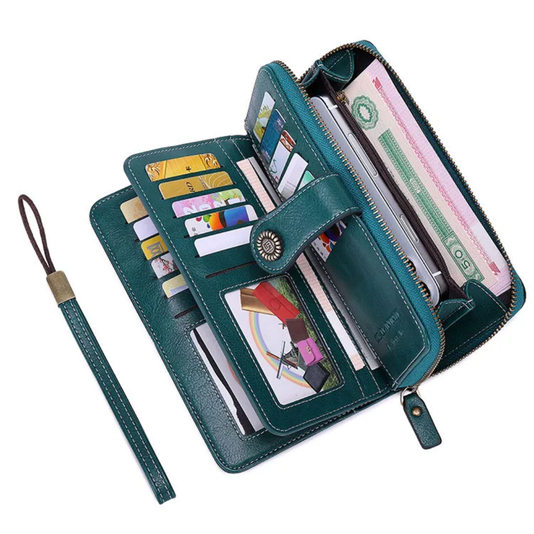 Leather wallet with strap | Large capacity-Elly Rose