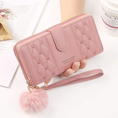 Wallet with embroidered heart motif | With practical hand strap!-Elly Rose