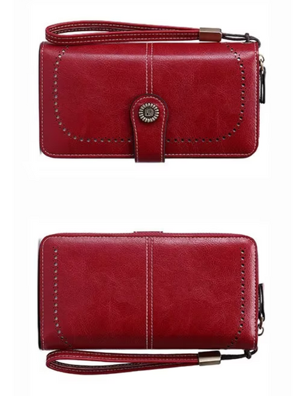 Leather wallet with strap | Large capacity-Elly Rose