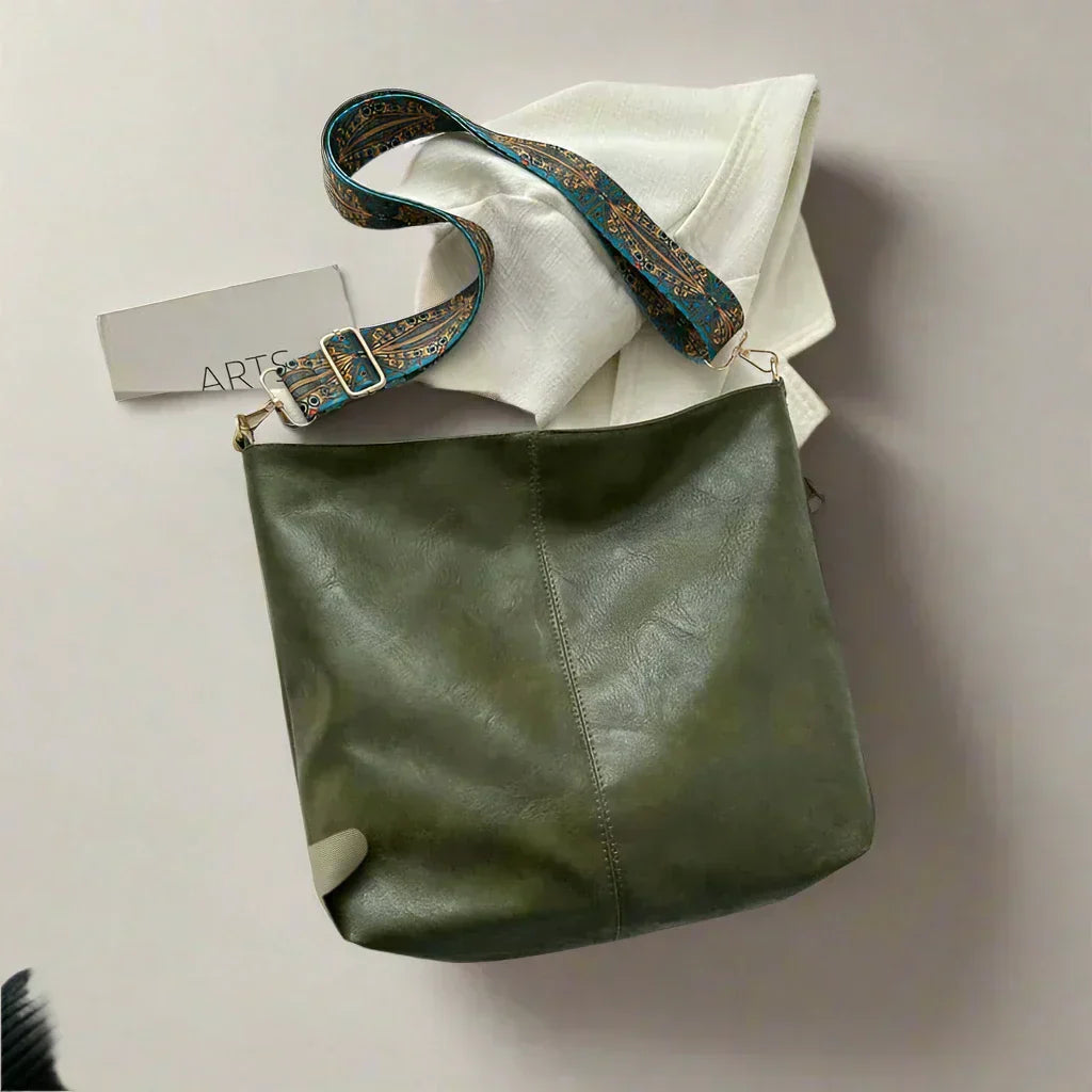 Women's vintage leather shoulder bag - Kelsey-Elly Rose