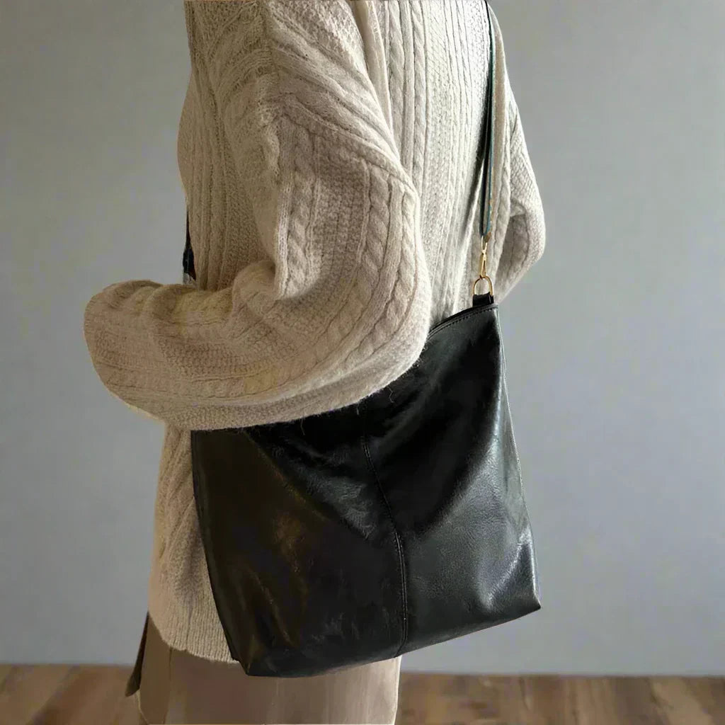 Women's vintage leather shoulder bag - Kelsey-Elly Rose