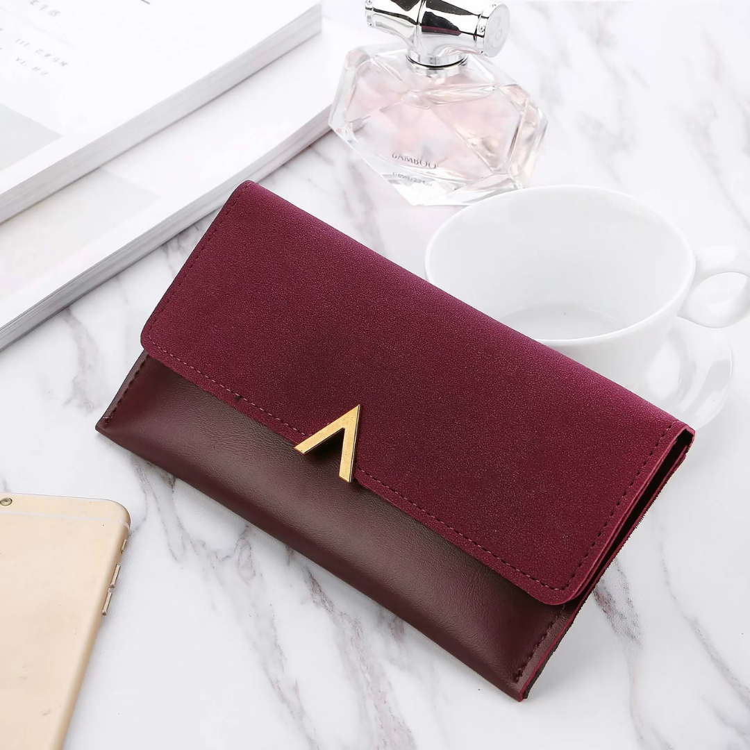 Suede leather wallet | Large and modern-Elly Rose